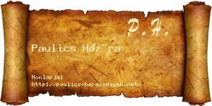 Paulics Héra névjegykártya